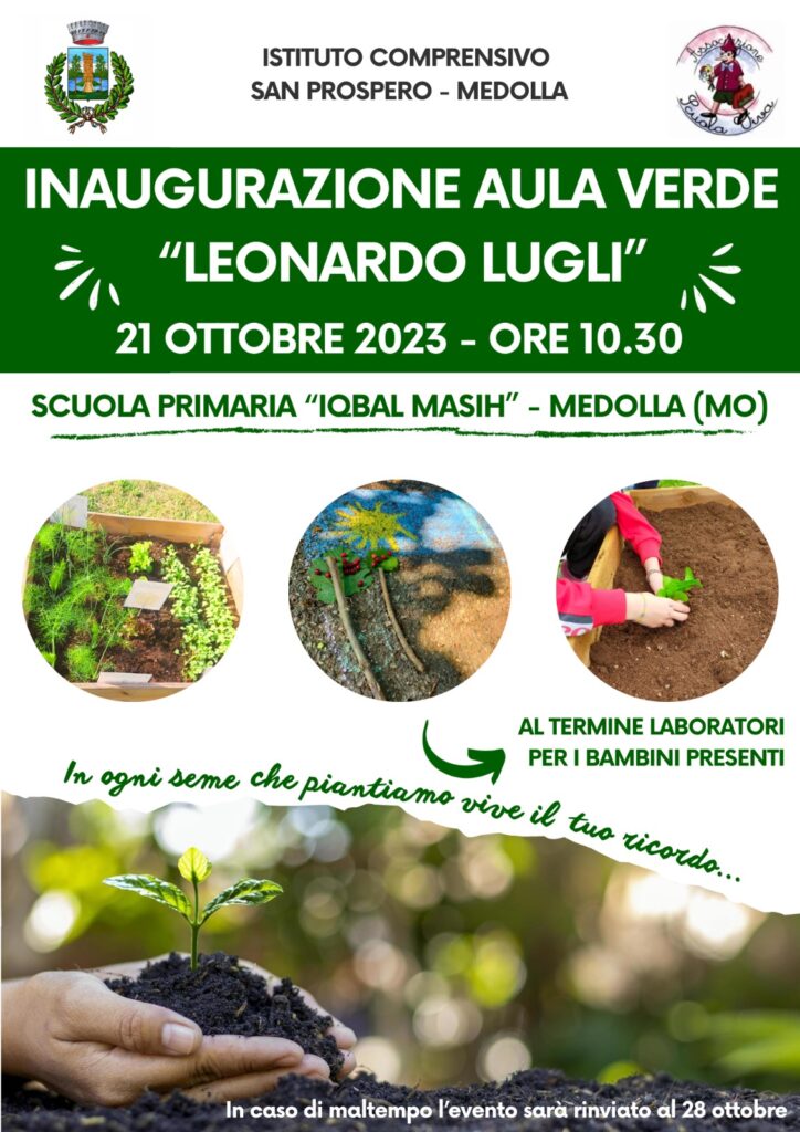 Inaugurazione Aula Verde Leonardo Lugli Scuola Primaria Medolla Istituto Comprensivo S